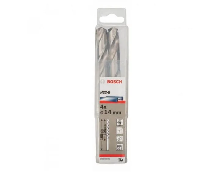 Mũi khoan sắt Bosch HSS-G 14mm (Hộp 4 mũi)