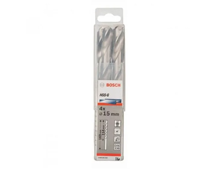 Mũi khoan sắt Bosch HSS-G 15mm (Hộp 4 mũi)