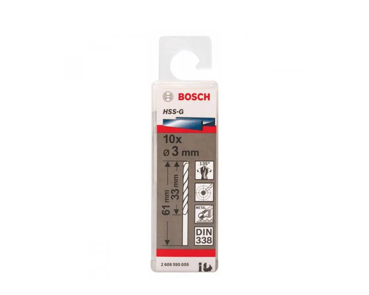 Mũi khoan sắt Bosch 3mm HSS-G (Hộp 10 mũi)