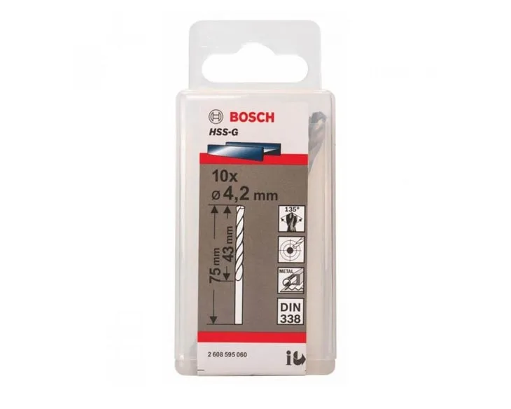 Mũi khoan sắt Bosch HSS-G 4.2mm (Hộp 10 mũi)