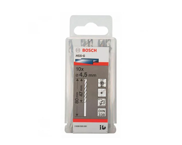 Mũi khoan sắt Bosch 4.5mm HSS-G (Hộp 10 mũi)