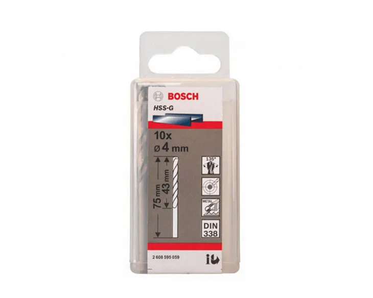 Mũi khoan sắt Bosch 4mm HSS-G (Hộp 10 mũi)