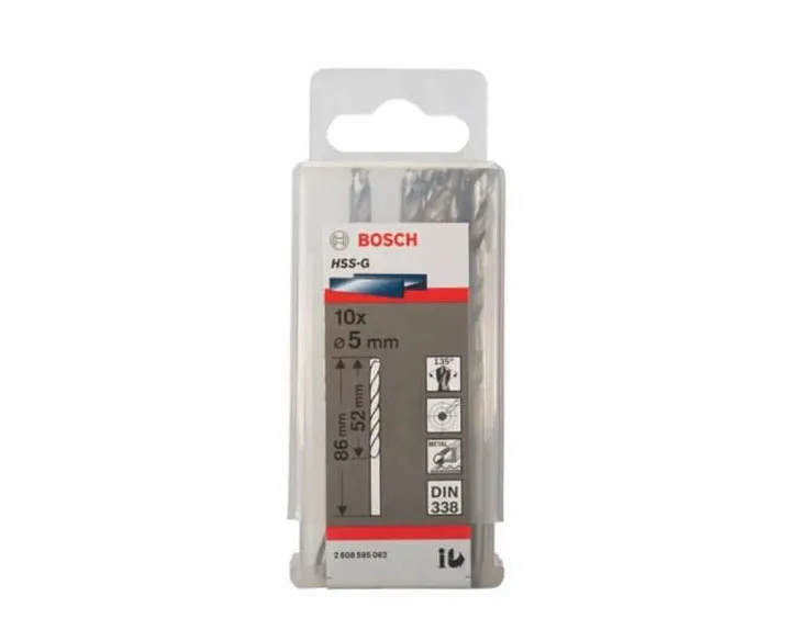 Mũi khoan sắt Bosch 5mm HSS-G (Hộp 10 mũi)