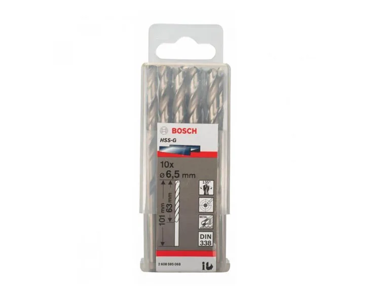 Mũi khoan sắt Bosch HSS-G 6.5mm (Hộp 10 mũi)