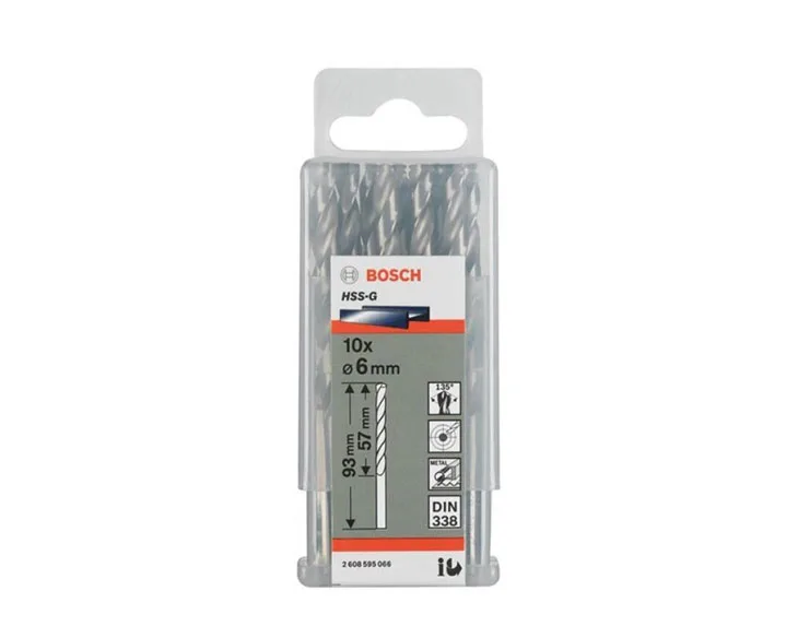 Mũi khoan sắt Bosch 6mm HSS-G (Hộp 10 mũi)