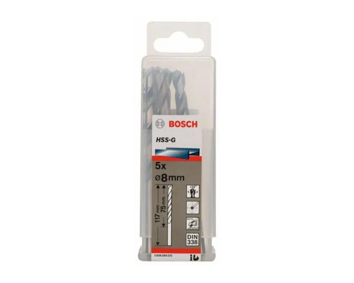 Mũi khoan sắt Bosch HSS-G 8.0mm (Hộp 5 mũi)