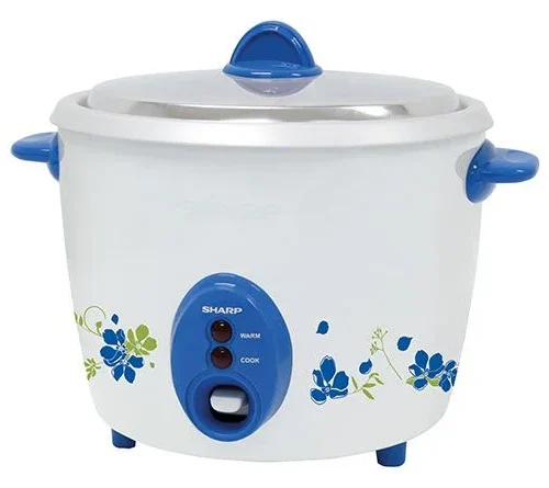 Nồi cơm điện Sharp KSH-D11V 1.1 lít nắp rời màu trắng hoa văn xanh