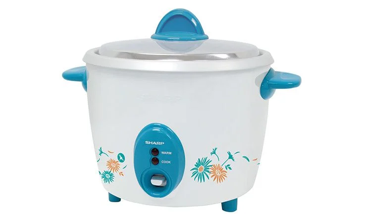 Nồi cơm điện Sharp KSH-D11V 1.1 lít nắp rời màu trắng xanh chính diện