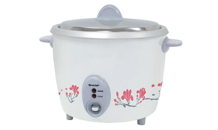 Nồi cơm điện Sharp KSH-D11V 1.1 lít nắp rời màu trắng hoa văn hoa hồng