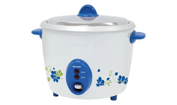 Nồi cơm điện Sharp KSH-D11V 1.1 lít nắp rời màu trắng hoa văn xanh