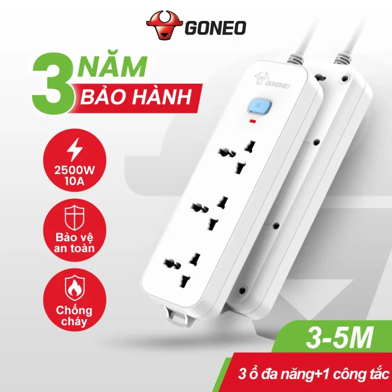 Ổ cắm điện Gongniu N1030 3 lỗ 1 công tắc 2500W
