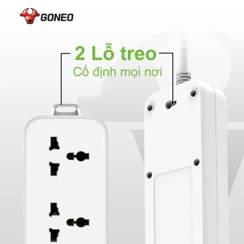 Mặt sau ổ cắm điện Gongniu N1030 với 2 lỗ treo cố định