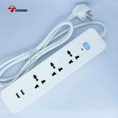 Ổ cắm điện Gongniu N103U 3 lỗ 2 cổng USB kèm công tắc