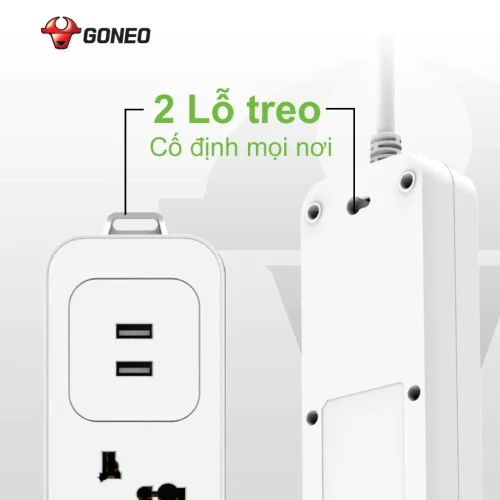 Mặt sau ổ cắm điện Gongniu N103U với 2 lỗ treo cố định