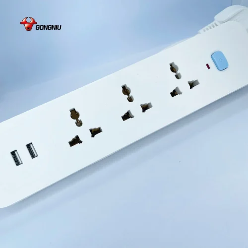 Ổ cắm điện Gongniu N103U 3 lỗ, 2 cổng USB và công tắc