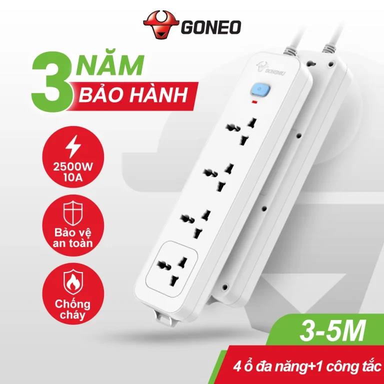 Ổ cắm điện Gongniu N1040 4 lỗ 1 công tắc 2500W