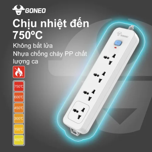 Ổ cắm điện Gongniu N1040 4 lỗ 1 công tắc chịu nhiệt 750°C