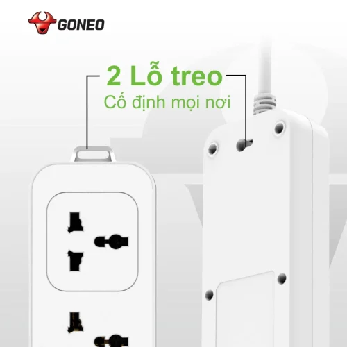 Mặt sau ổ cắm điện Gongniu N1040 4 lỗ đa năng với 2 lỗ treo cố định