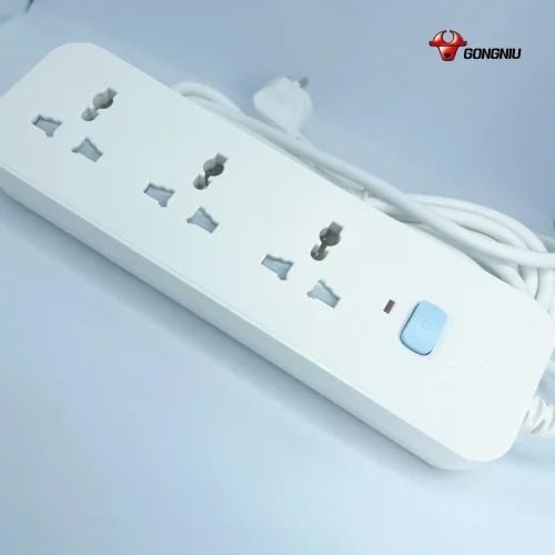 Ổ cắm điện Gongniu V1030 3 lỗ 1 công tắc màu xanh