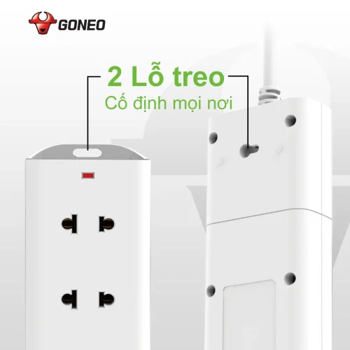 Ổ cắm điện Gongniu V1030 có 2 lỗ treo cố định
