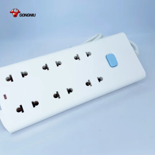 Mặt ổ cắm điện Gongniu V1060 màu trắng 6 lỗ cắm và 1 công tắc