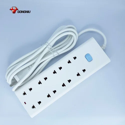 Ổ cắm điện Gongniu V1080 màu trắng 8 lỗ cắm, 1 công tắc kèm dây nguồn