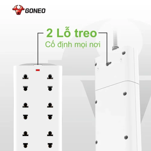 Ổ cắm điện Gongniu V1080 8 lỗ với 2 lỗ treo cố định