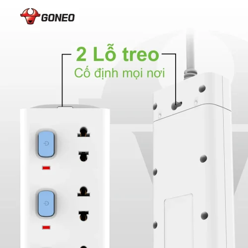 Ổ cắm điện Gongniu V3040 với 2 lỗ treo cố định ở mặt sau