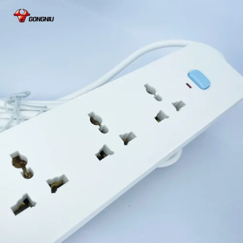 Mặt ổ cắm điện Gongniu N1040 4 lỗ đa năng với công tắc màu xanh