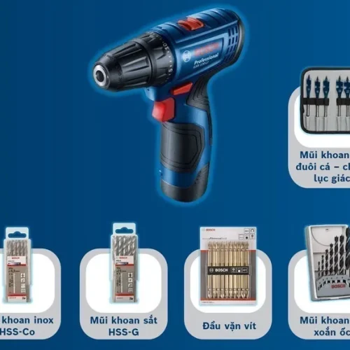 Phụ kiện máy khoan vặn vít pin Bosch GSR 120 LI Gen II 1 pin