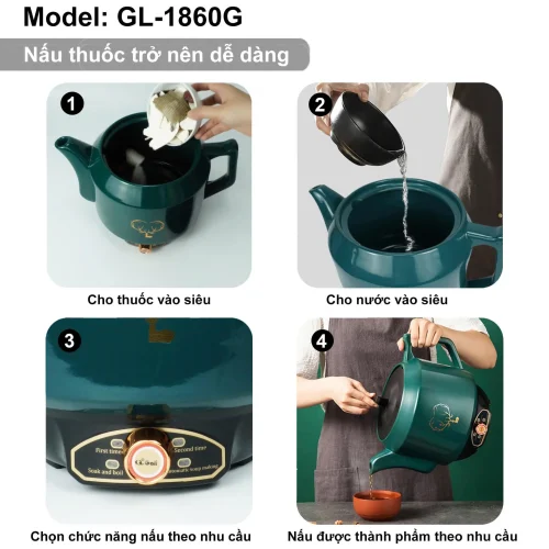 Tính năng ấm sắc thuốc Gali 1860g