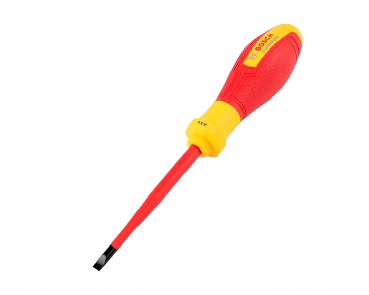 Tua vít cách điện VDE Bosch SL5.5 đầu dẹt cán đỏ vàng
