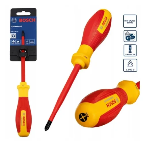 Tua vít cách điện VDE đầu chữ thập Bosch PH2 đóng gói