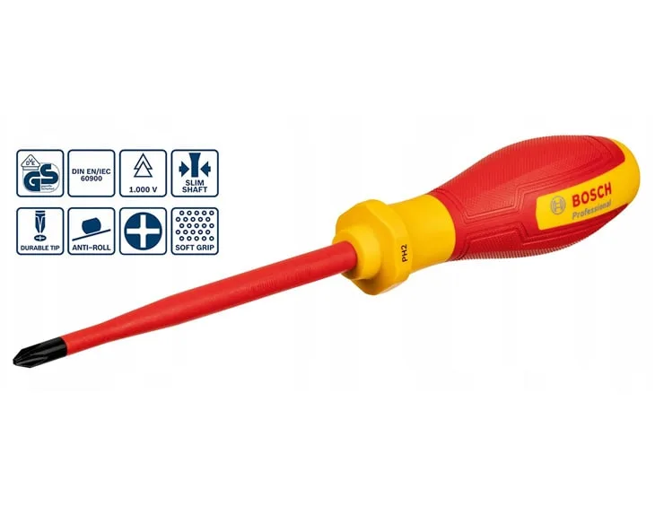 Tua vít cách điện VDE Bosch đầu chữ thập PH2
