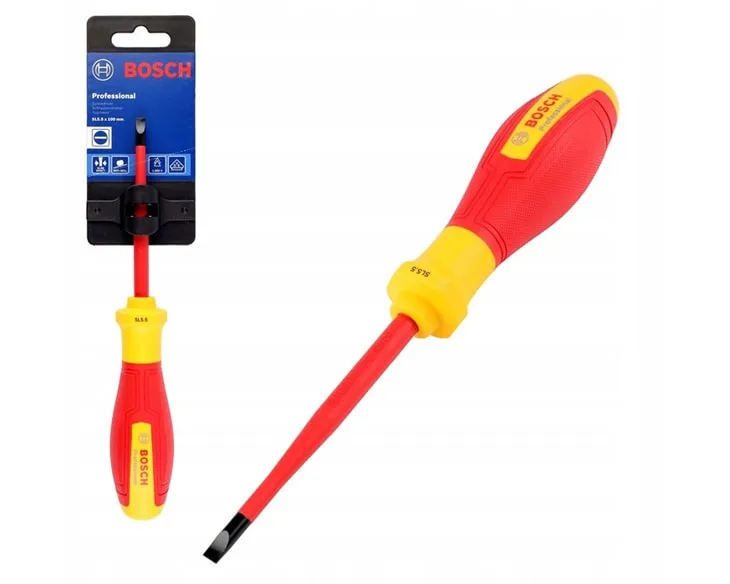 Tua vít cách điện VDE đầu dẹt Bosch SL5.5 đóng gói
