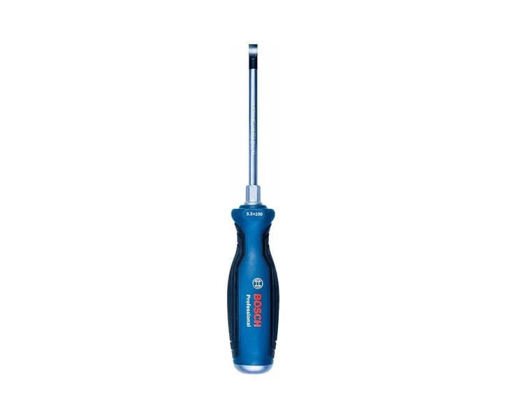 Tua vít đầu dẹp Bosch SL5.5x100mm tay cầm màu xanh