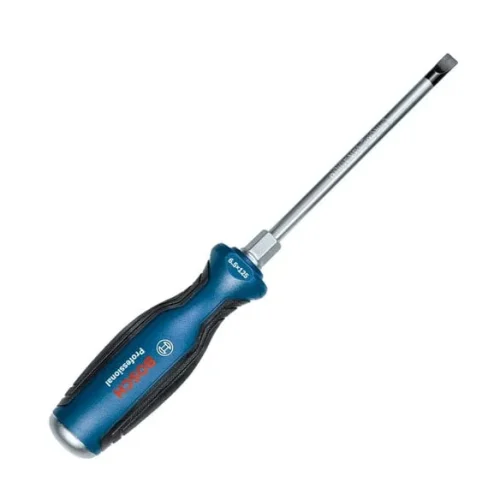 Tua vít đầu dẹp Bosch SL6.5x125mm tay cầm màu xanh chụp góc chéo