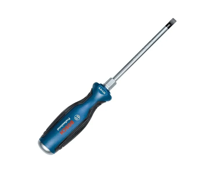 Tua vít đầu dẹp Bosch SL6.5x125mm tay cầm màu xanh chụp góc chéo