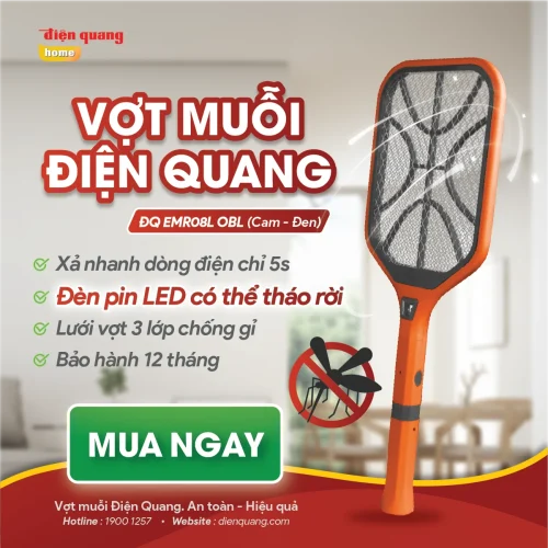 Vợt muỗi Điện Quang ĐQ EMR08L OBL màu cam đen