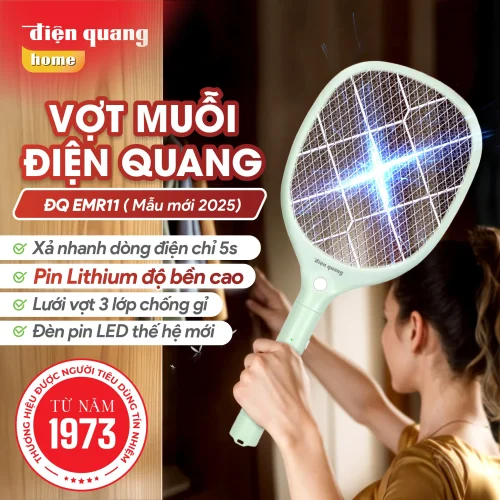 Vợt muỗi Điện Quang ĐQ EMR11 pin ngầm màu xanh