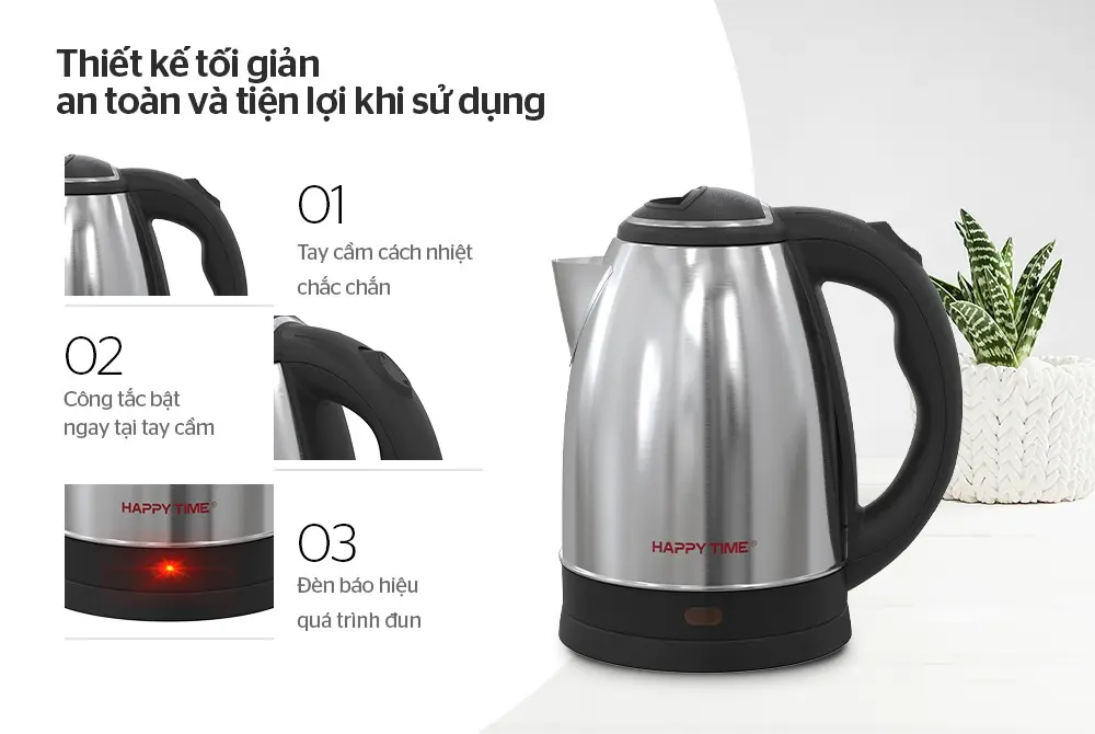 Ấm siêu tốc SUNHOUSE HTD1021 - 1.8 lít, Inox - Ảnh 6