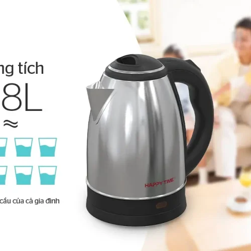 Ấm siêu tốc SUNHOUSE HTD1021 1.8L với thân ấm và tay cầm góc nghiêng