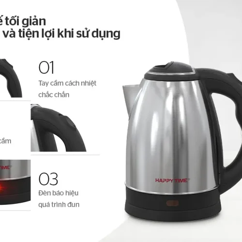Ấm siêu tốc SUNHOUSE HTD1021 góc nghiêng, tay cầm và đèn báo