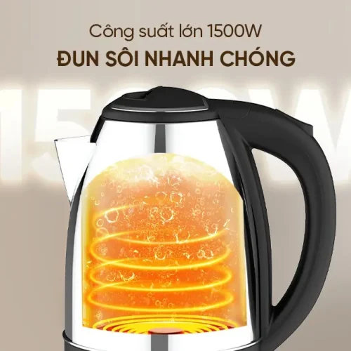 Ấm siêu tốc SUNHOUSE HTD1023 góc nghiêng, thân ấm và tay cầm