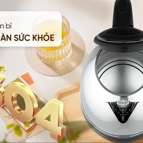 Ấm siêu tốc SUNHOUSE HTD1023 chụp từ trên, thấy rõ miệng và lòng ấm