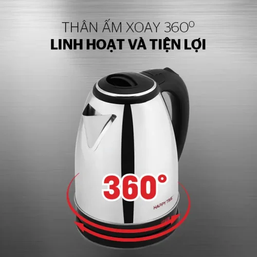 Ấm siêu tốc SUNHOUSE HTD1081 thân ấm xoay 360 độ góc nghiêng mặt trước