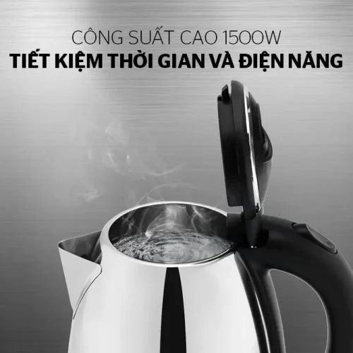 Ấm siêu tốc SUNHOUSE HTD1088 cận cảnh nắp mở và miệng ấm
