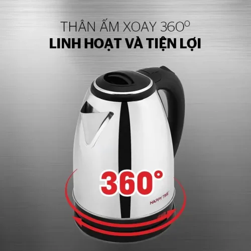 Ấm siêu tốc SUNHOUSE HTD1088 với thân ấm, tay cầm và đế xoay