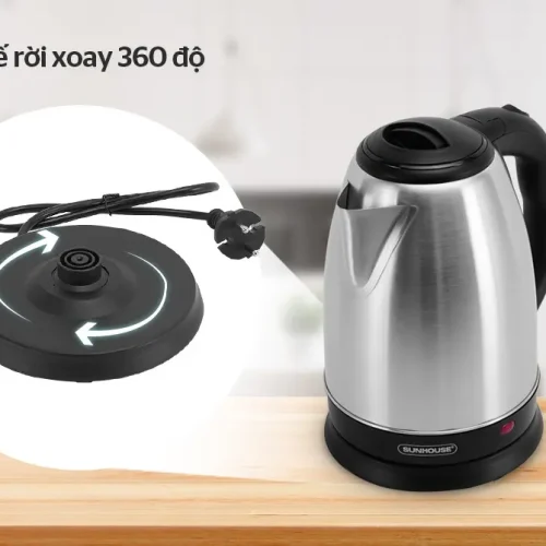 Ấm siêu tốc SUNHOUSE SHD1057 góc nghiêng kèm chân đế và dây nguồn