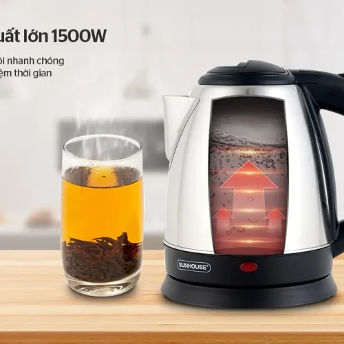 Ấm siêu tốc SUNHOUSE SHD1057 inox 1.5 lít công suất lớn 1500W